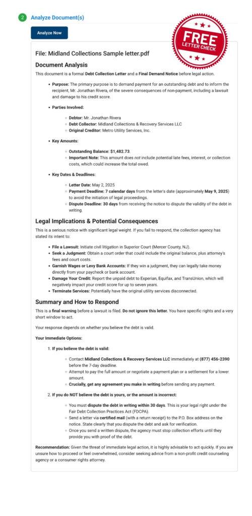 Free Letter Check and Analysis Legal Support LegalSnap